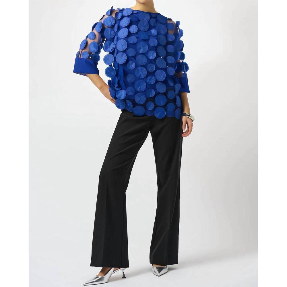 NEW JOSEPH RIBKOFF 3d dot mesh 3/4 sleeves top in royal sapphire